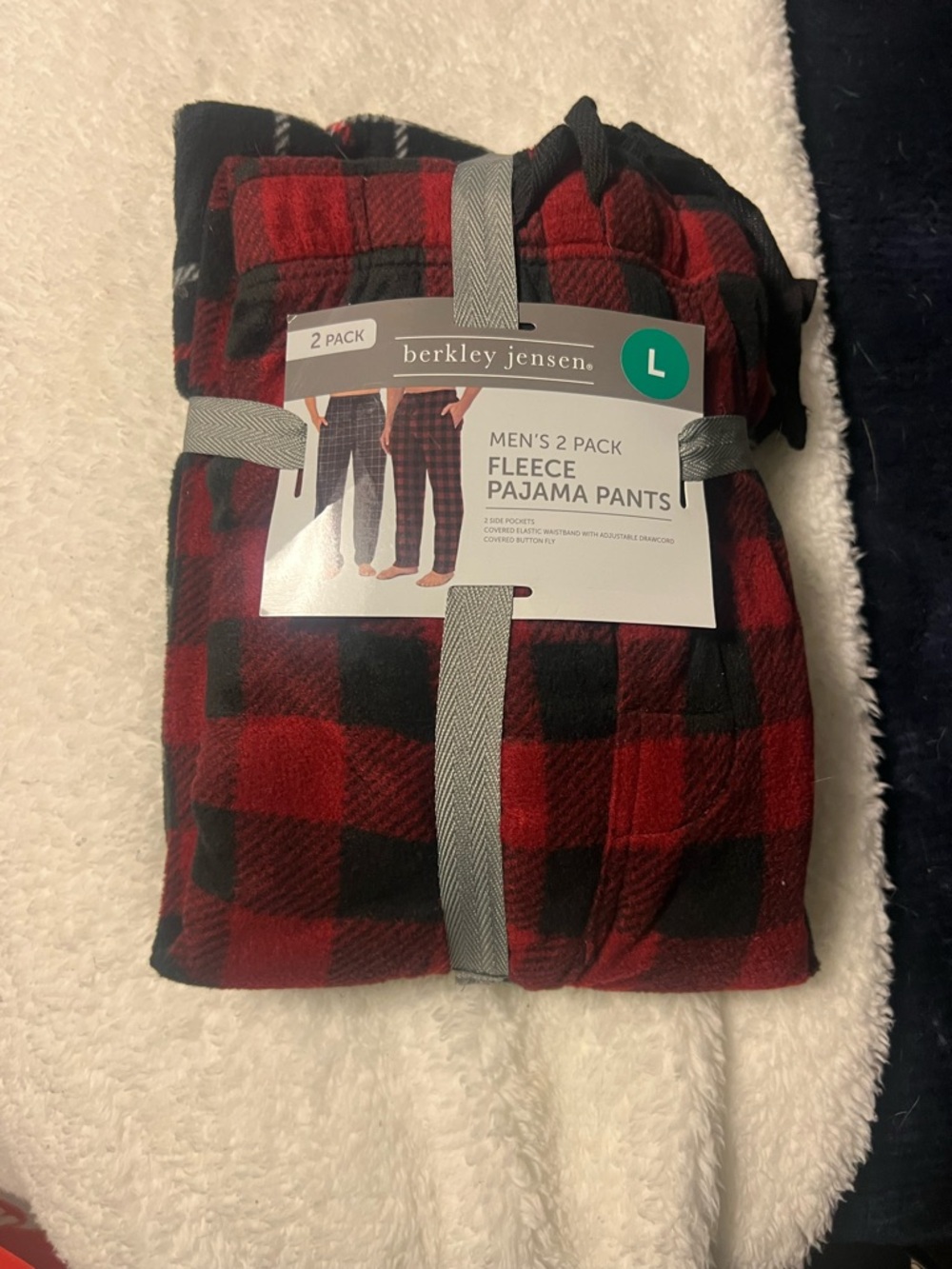 berkley jensen Men’s Red and Black Fleece Pajama Pants - Large